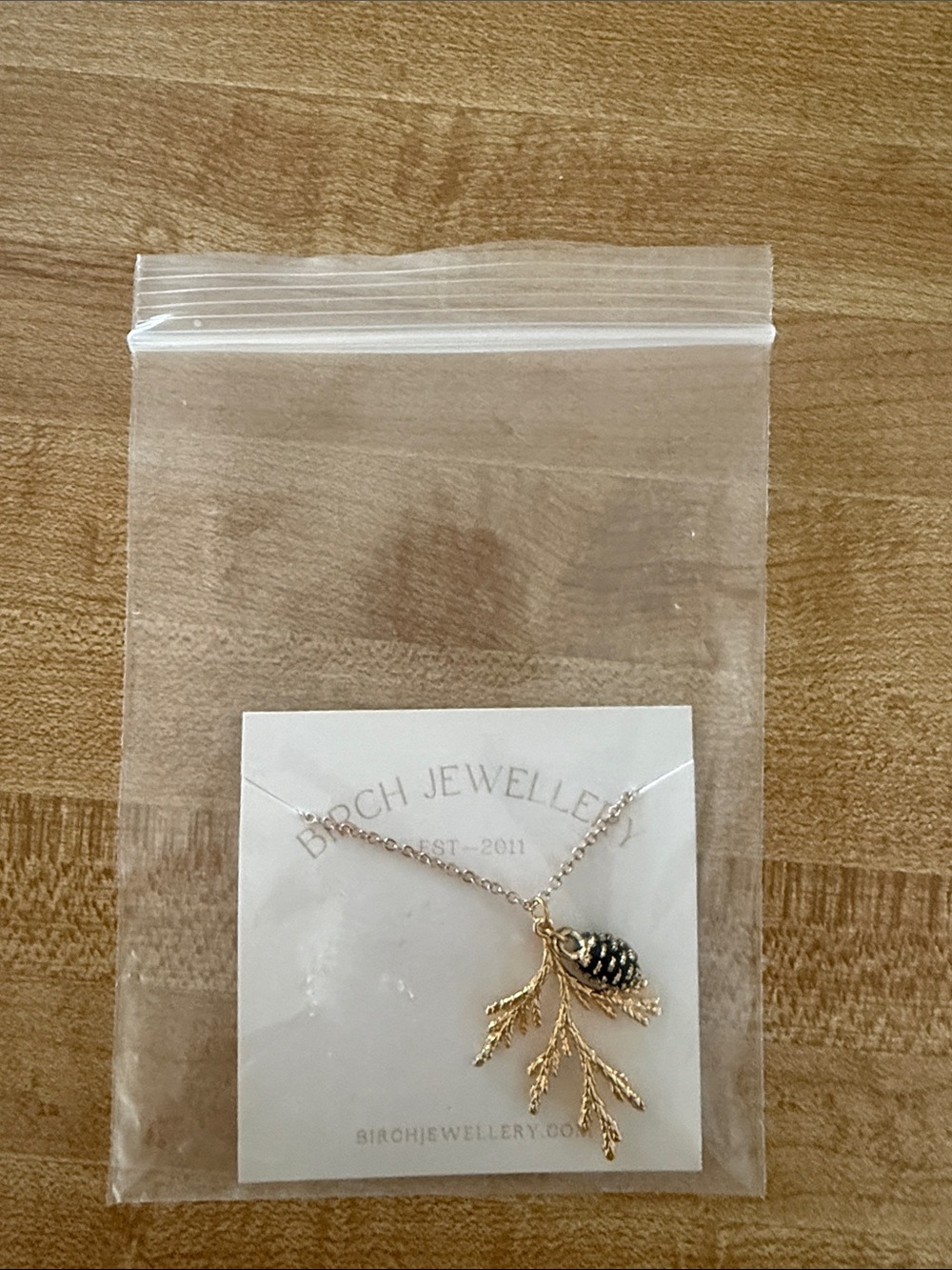 Gold Pinecone Branch Necklace - Gold